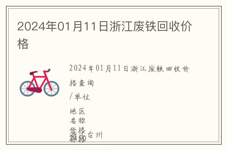 2024年01月11日浙江廢鐵回收價格