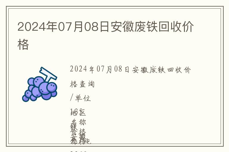 2024年07月08日安徽廢鐵回收價(jià)格