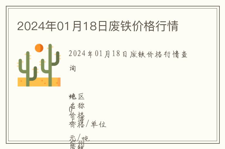 2024年01月18日廢鐵價(jià)格行情