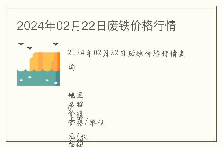2024年02月22日廢鐵價(jià)格行情