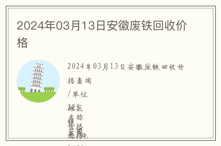 2024年03月13日安徽廢鐵回收價(jià)格