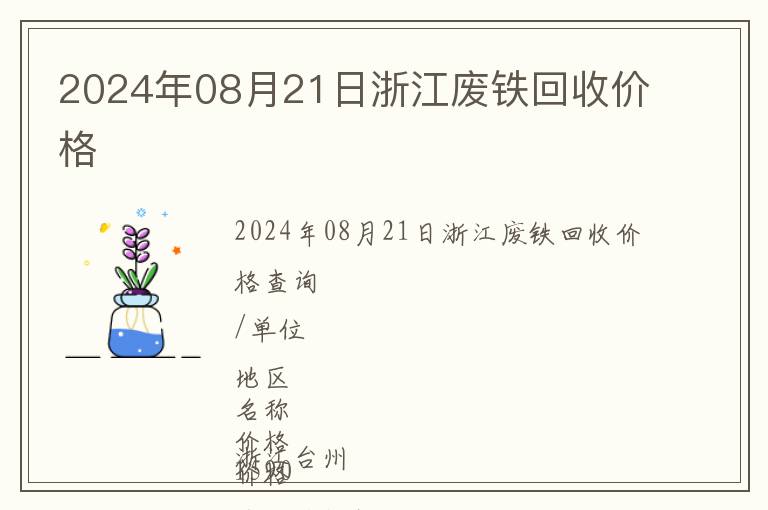 2024年08月21日浙江廢鐵回收價格