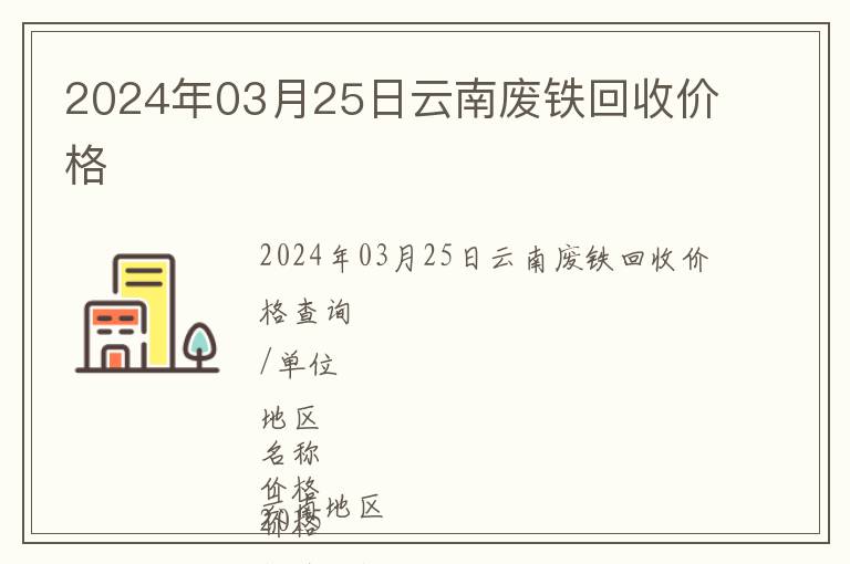 2024年03月25日云南廢鐵回收價(jià)格