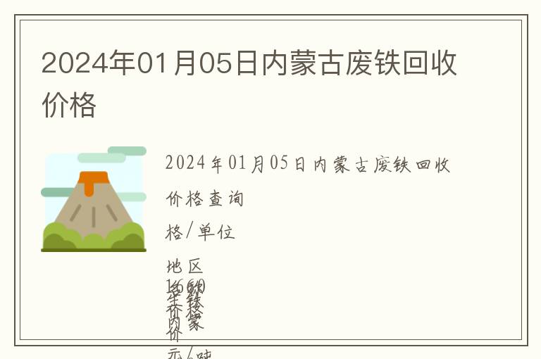 2024年01月05日內(nèi)蒙古廢鐵回收價格