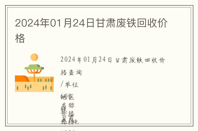2024年01月24日甘肅廢鐵回收價(jià)格