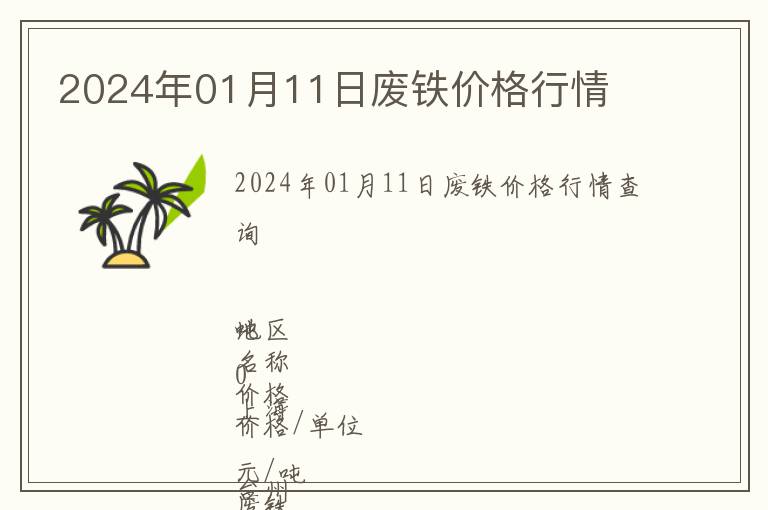 2024年01月11日廢鐵價(jià)格行情
