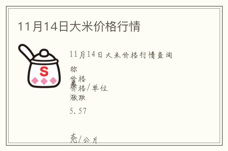 11月14日大米價(jià)格行情
