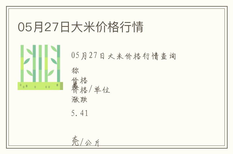 05月27日大米價(jià)格行情