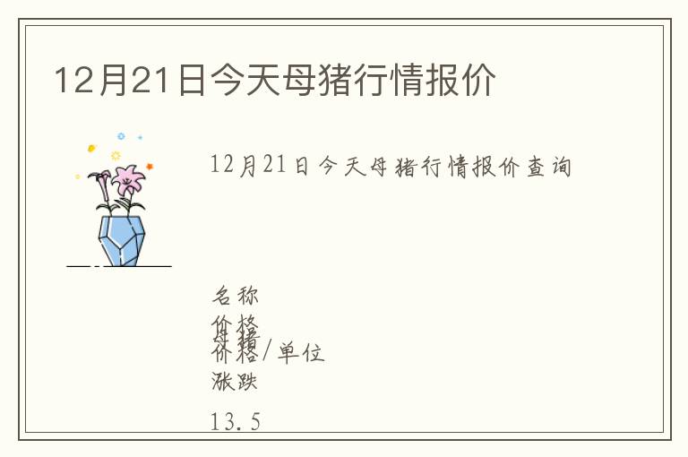 12月21日今天母豬行情報(bào)價(jià)