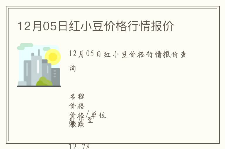 12月05日紅小豆價格行情報價