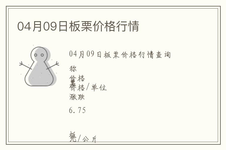 04月09日板栗價(jià)格行情