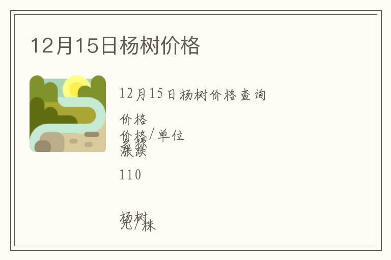 12月15日楊樹價格