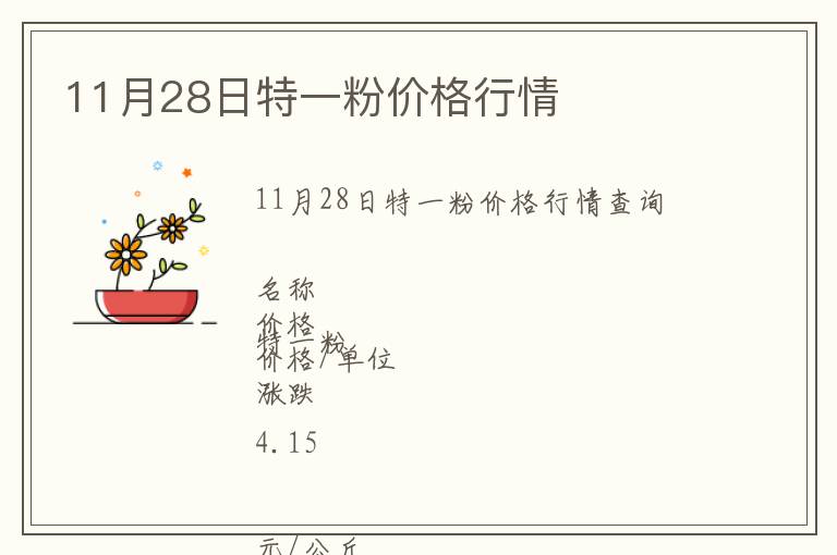 11月28日特一粉價格行情