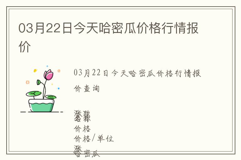 03月22日今天哈密瓜價(jià)格行情報(bào)價(jià)