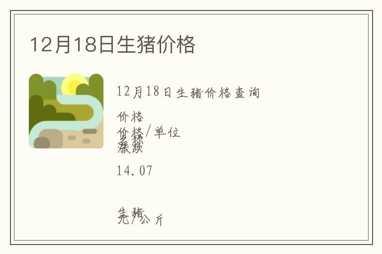 12月18日生豬價格
