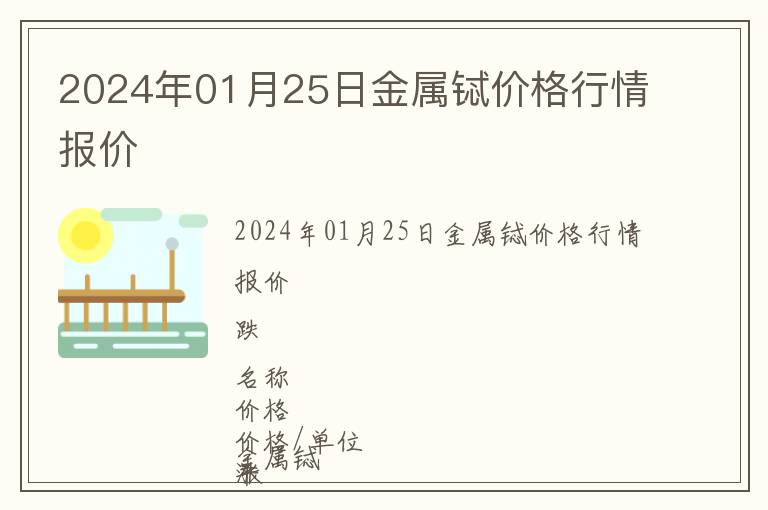 2024年01月25日金屬鋱價格行情報價