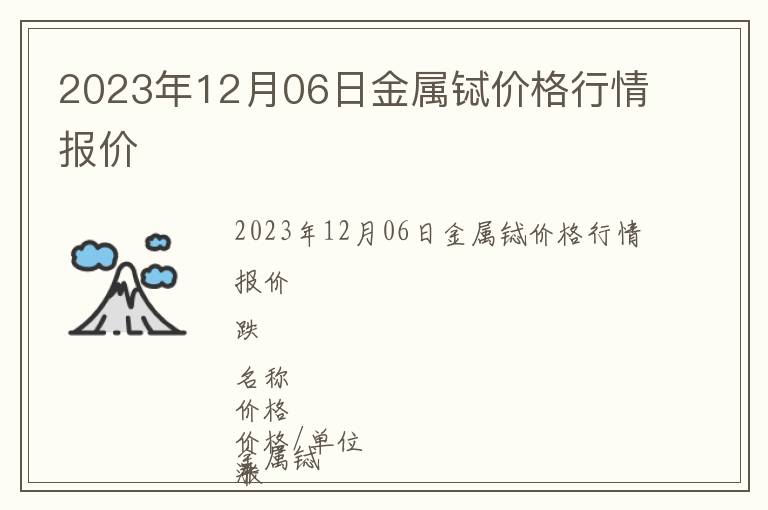 2023年12月06日金屬鋱價(jià)格行情報(bào)價(jià)