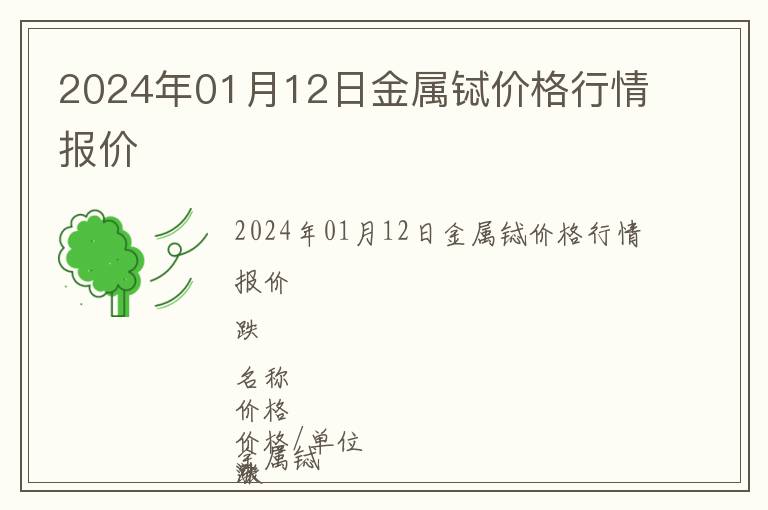 2024年01月12日金屬鋱價格行情報價
