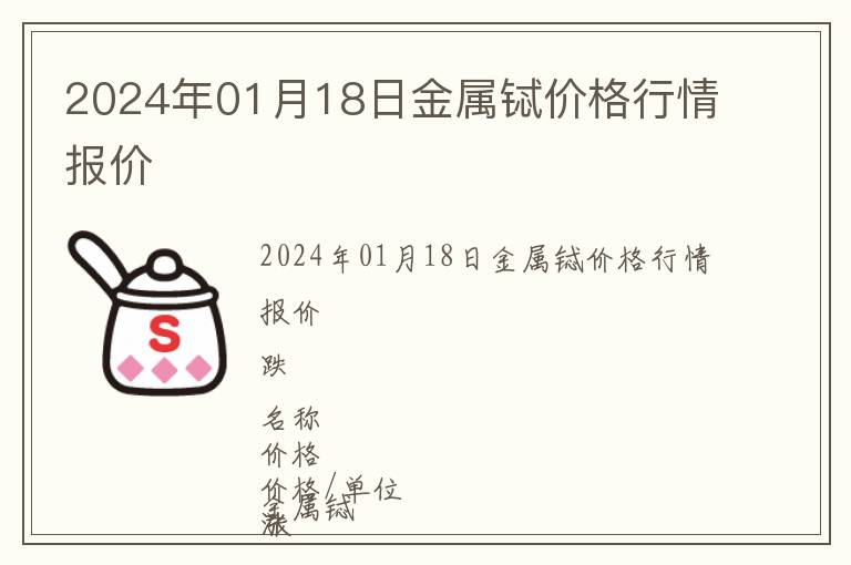 2024年01月18日金屬鋱價格行情報價