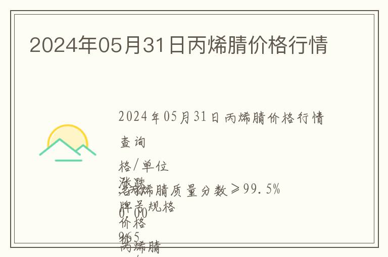 2024年05月31日丙烯腈價(jià)格行情