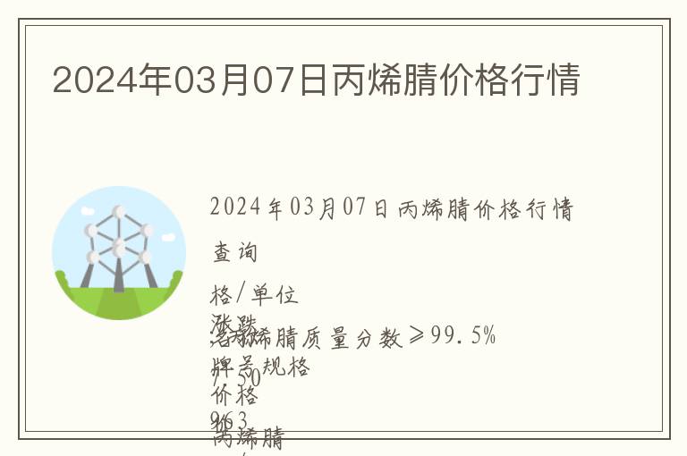 2024年03月07日丙烯腈價格行情