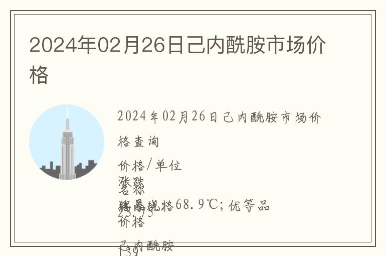 2024年02月26日己內(nèi)酰胺市場(chǎng)價(jià)格