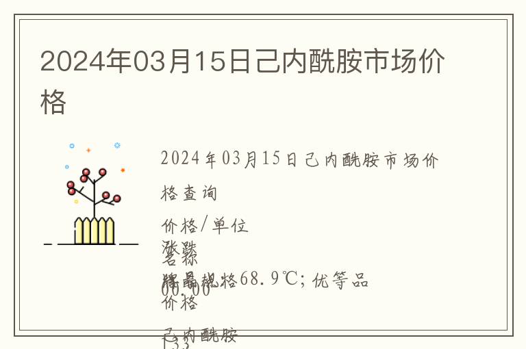 2024年03月15日己內酰胺市場價格