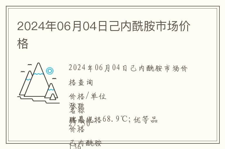 2024年06月04日己內(nèi)酰胺市場價(jià)格