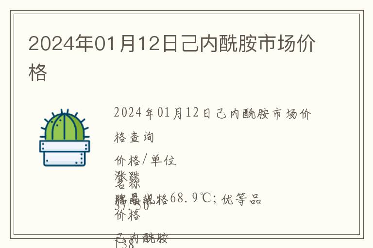 2024年01月12日己內(nèi)酰胺市場(chǎng)價(jià)格