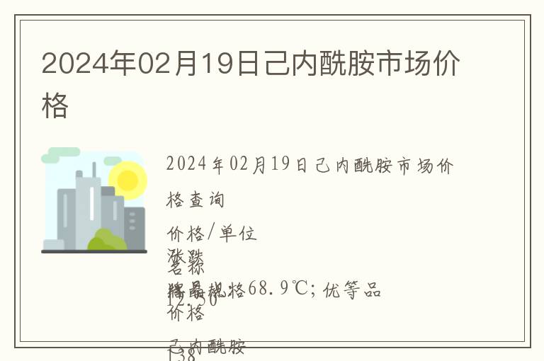 2024年02月19日己內(nèi)酰胺市場價格