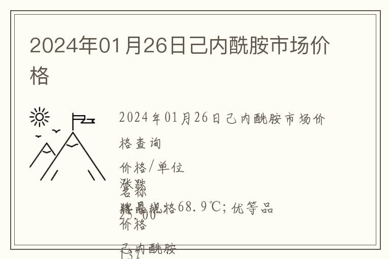 2024年01月26日己內(nèi)酰胺市場(chǎng)價(jià)格