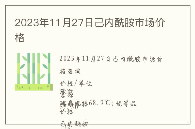 2023年11月27日己內(nèi)酰胺市場價格