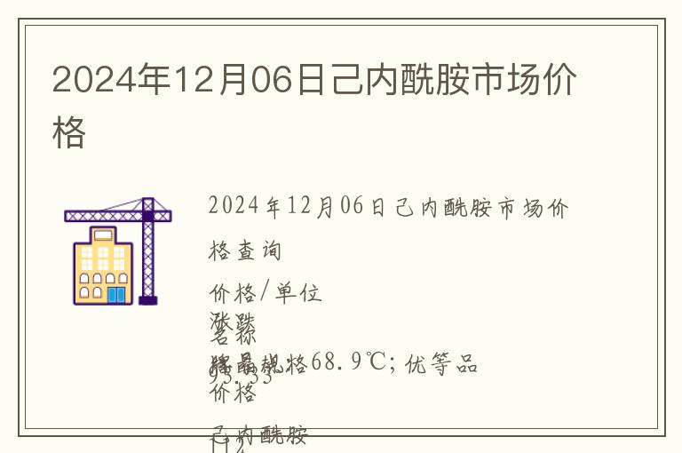 2024年12月06日己內(nèi)酰胺市場價格