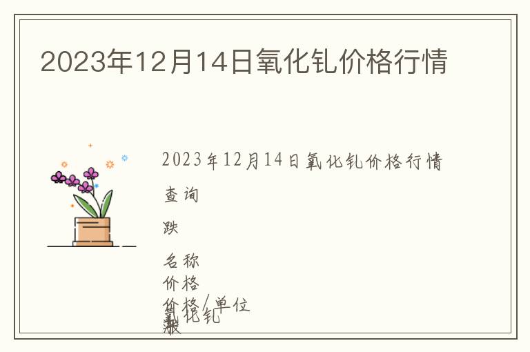 2023年12月14日氧化釓價格行情