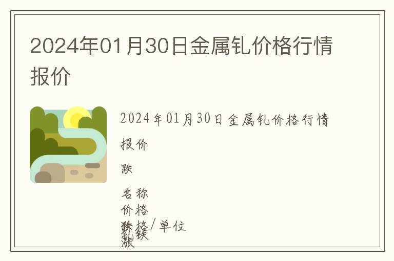 2024年01月30日金屬釓價(jià)格行情報(bào)價(jià)