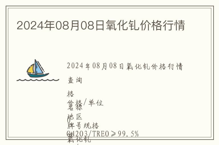 2024年08月08日氧化釓價(jià)格行情