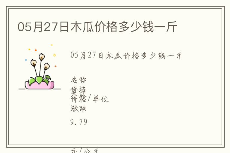 05月27日木瓜價(jià)格多少錢一斤