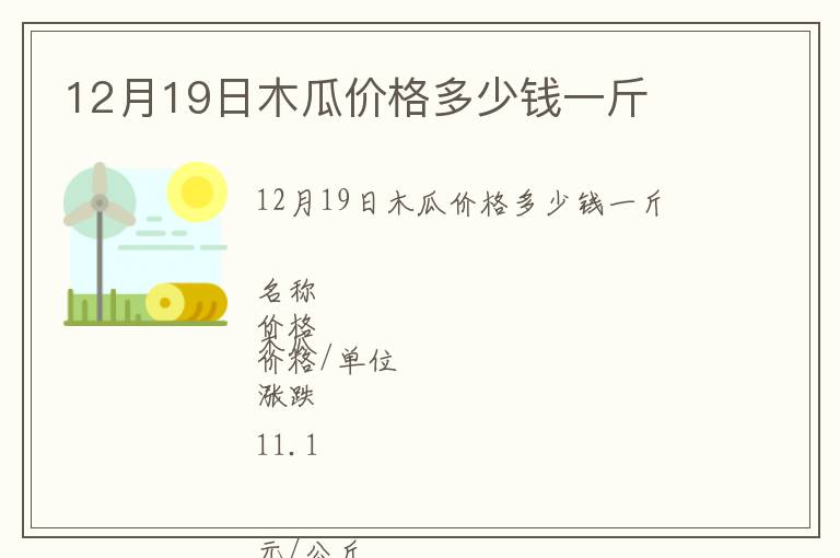 12月19日木瓜價(jià)格多少錢(qián)一斤