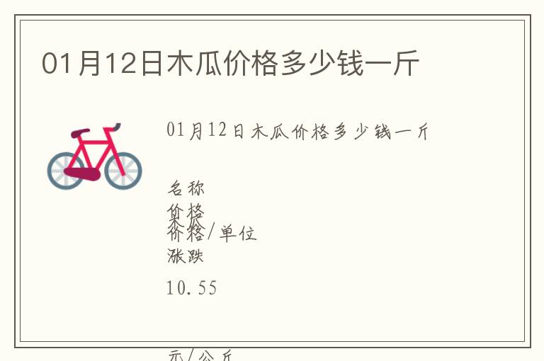 01月12日木瓜價(jià)格多少錢一斤