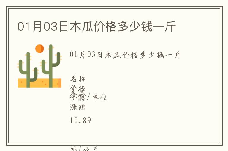 01月03日木瓜價(jià)格多少錢一斤