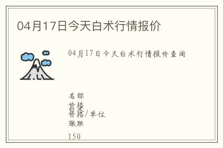 04月17日今天白術(shù)行情報(bào)價(jià)