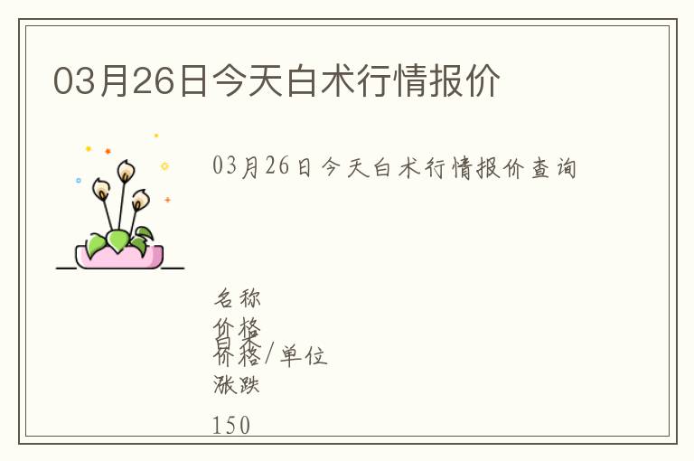 03月26日今天白術(shù)行情報價