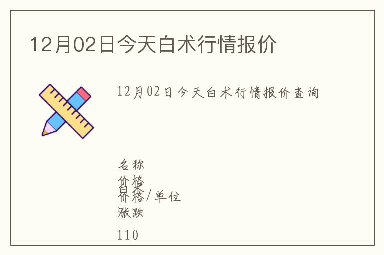 12月02日今天白術(shù)行情報(bào)價(jià)