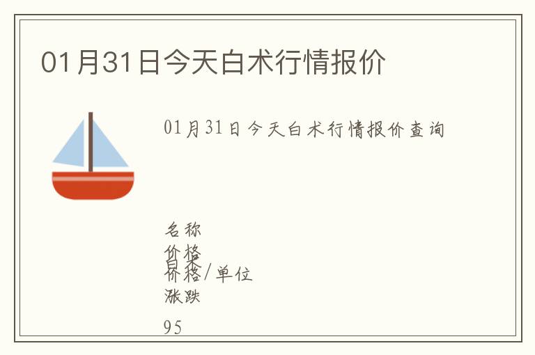 01月31日今天白術(shù)行情報(bào)價(jià)