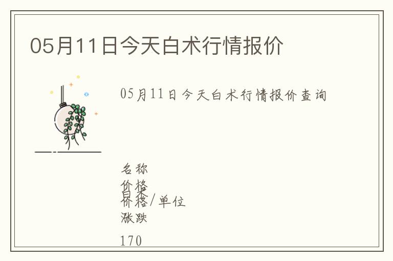 05月11日今天白術(shù)行情報價