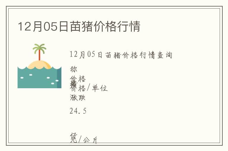12月05日苗豬價(jià)格行情