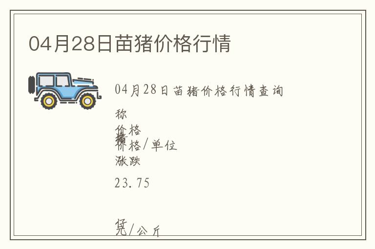 04月28日苗豬價(jià)格行情