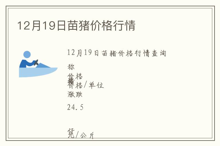 12月19日苗豬價格行情