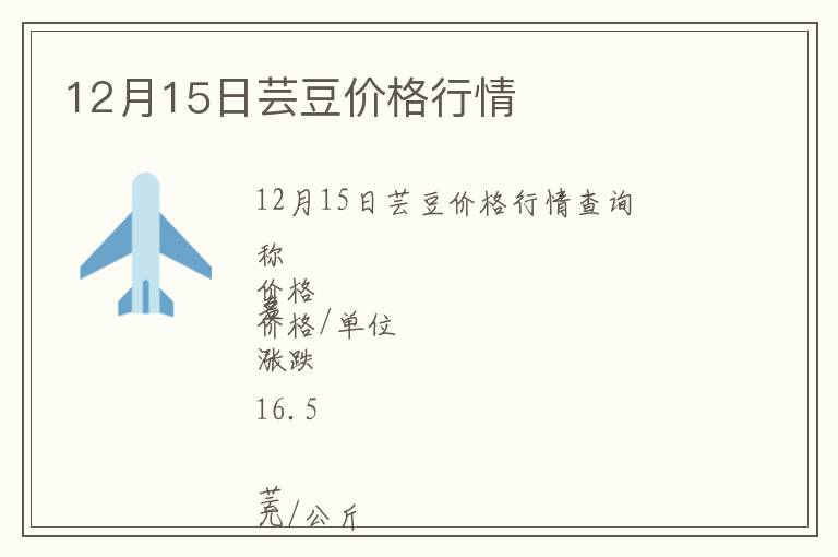 12月15日蕓豆價格行情