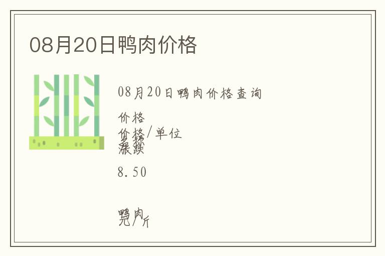 08月20日鴨肉價(jià)格